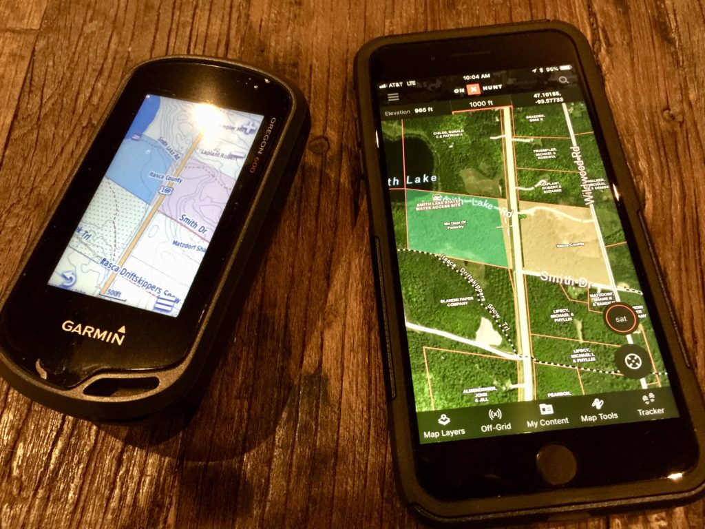 Garmin GPS and iPhone 8 Plus running On X Hunt