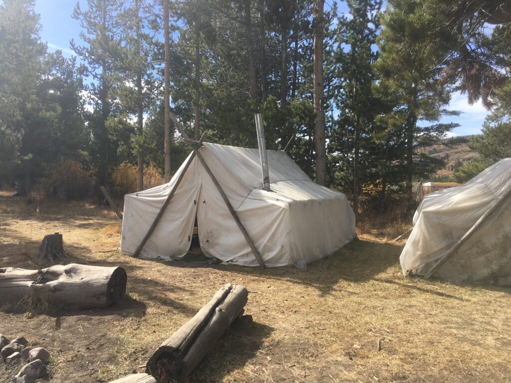 A hunters wall tent in Wyoming