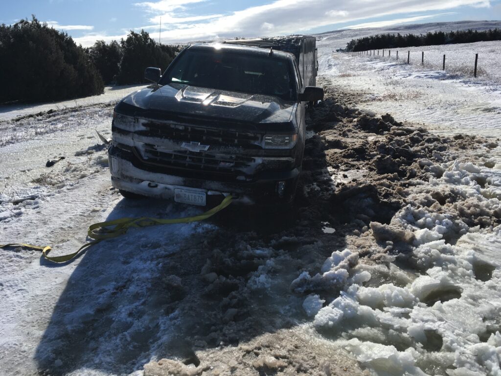 Silverado stuck in the snow