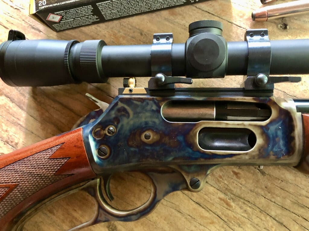 Turnbull Marlin 1895 with skinner sight and Leupold scope