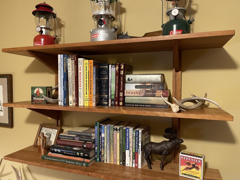 Hunting books on a bookshelf